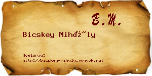 Bicskey Mihály névjegykártya